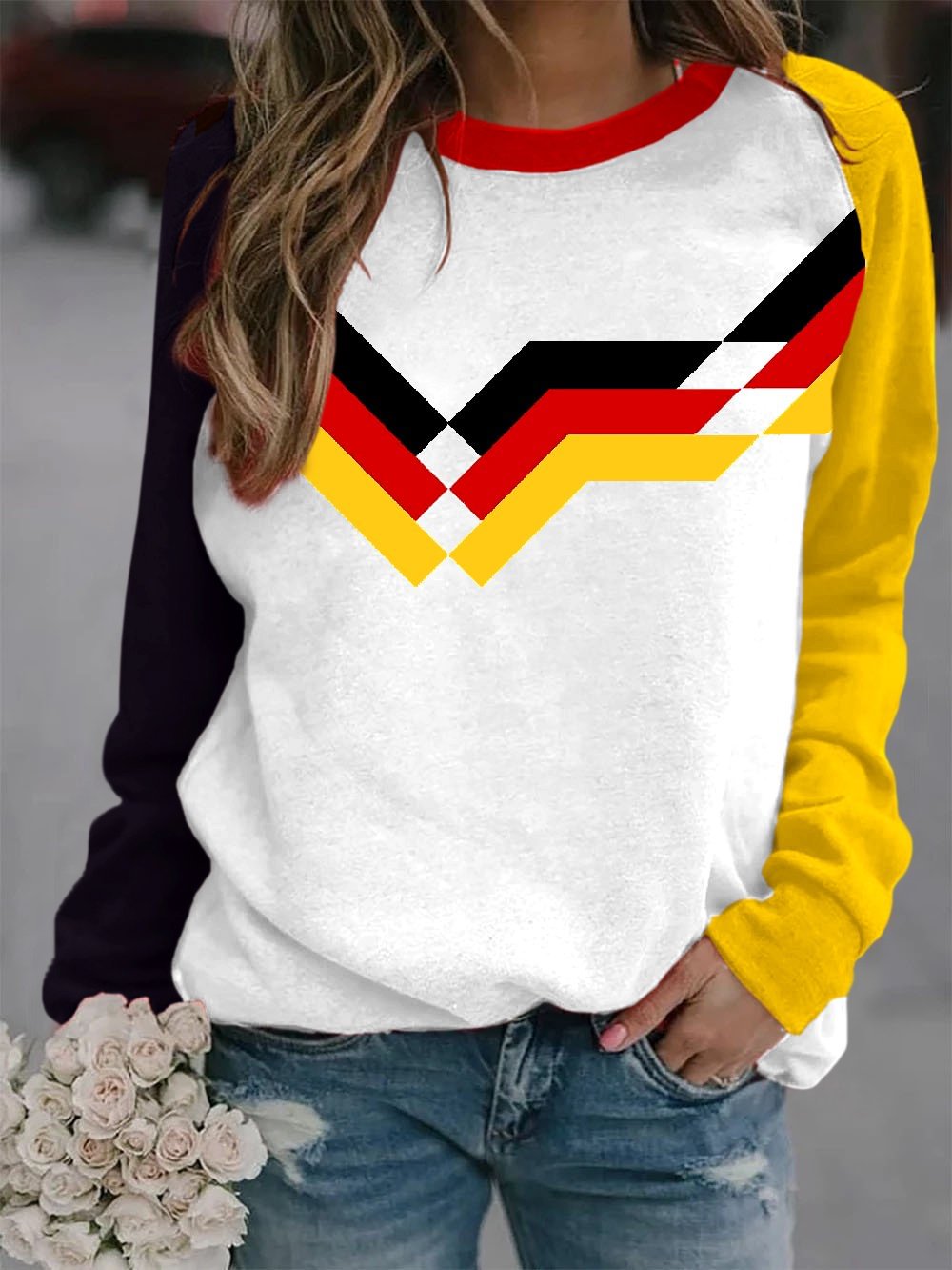 Women's soccer jersey print sports sweatshirt