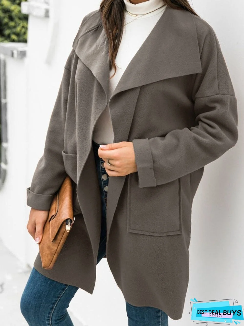 Casual Solid Color Lapel Long Sleeve Coat