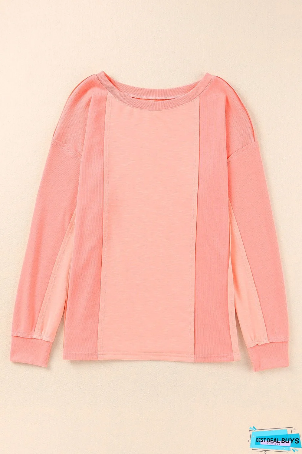 Solid Patchwork Long Sleeve Top