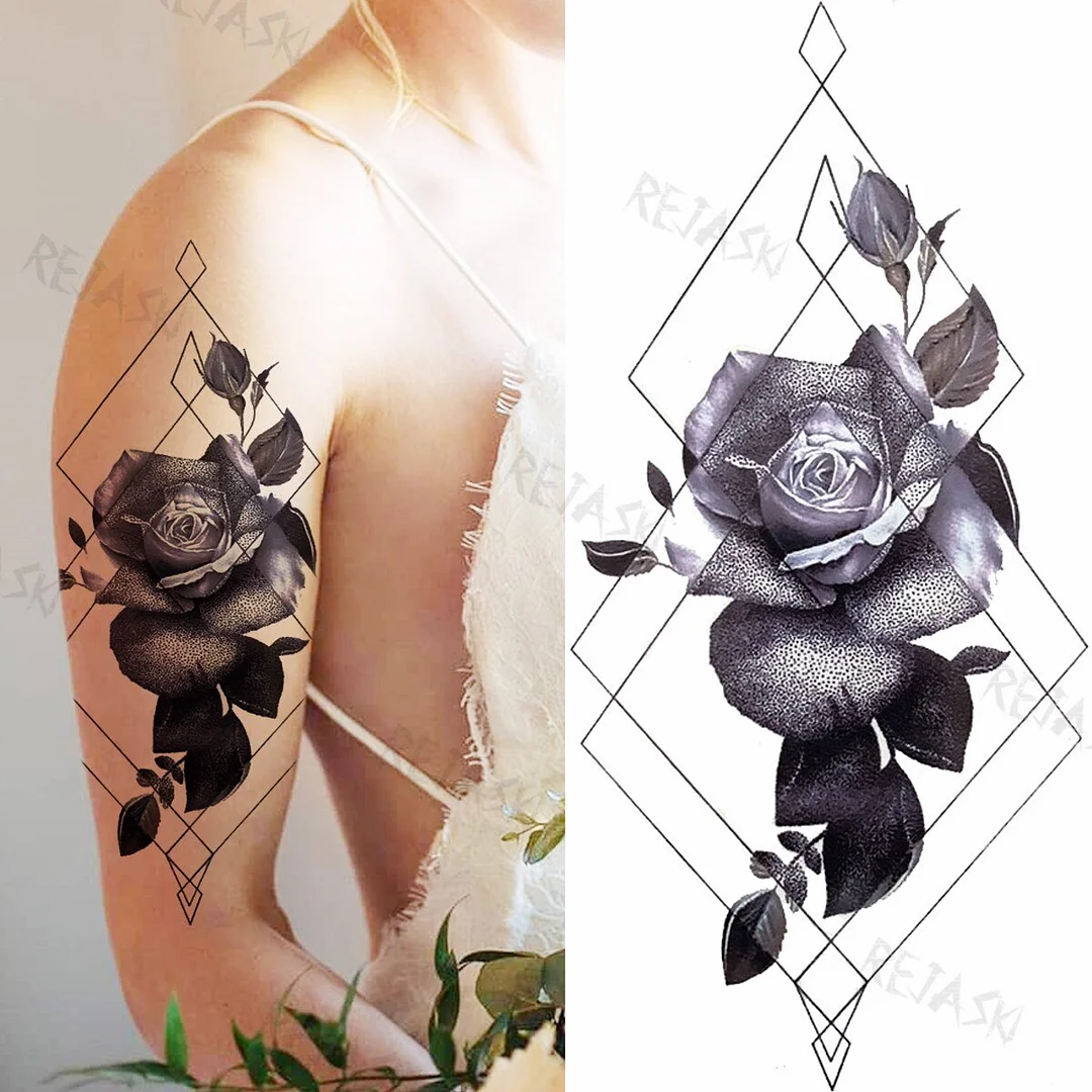 Sdrawing Big Lion Crown Temporary Tattoos For Men Women Tiger Flower Cross Skull Realistic Fake Tattoo Body Art Tatoo Sticker