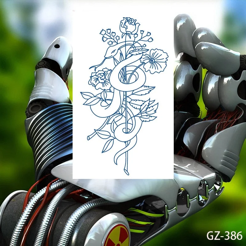 Temporary Tattoos Stickers Geometry Flower Snake Scorpion Juice Ink Lasting Waterproof Arm Chest Waist Hip Realistic Fake Tatoo