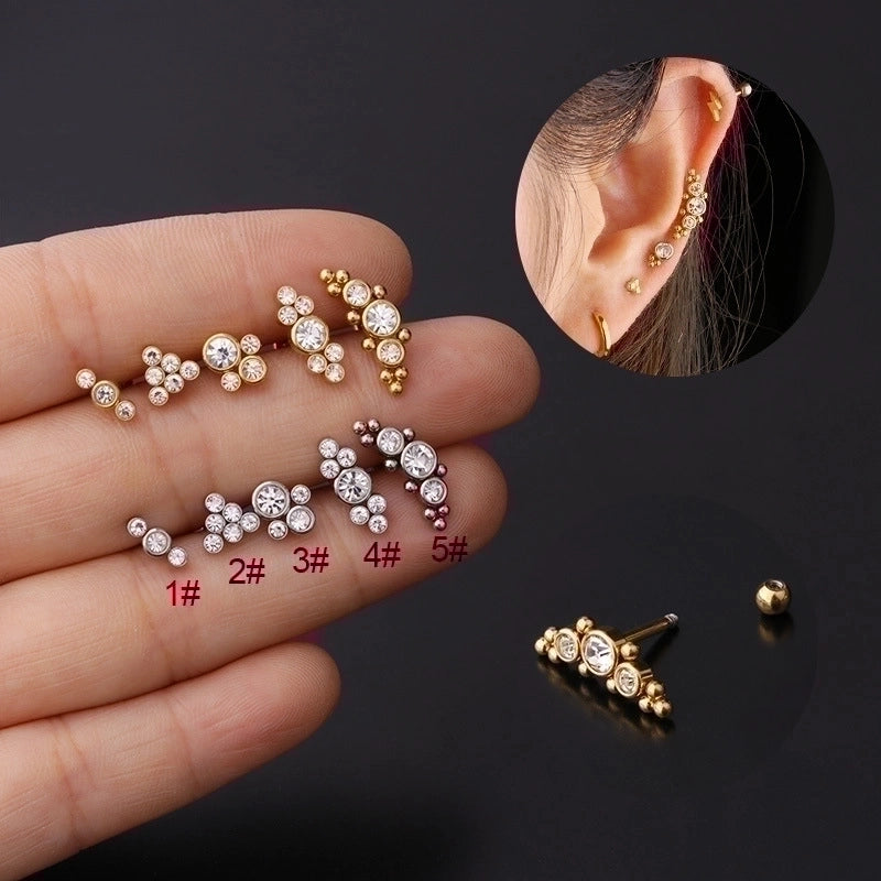 Ear Cartilage Rings & Studs Fashion Geometric Copper Plating Artificial Gemstones