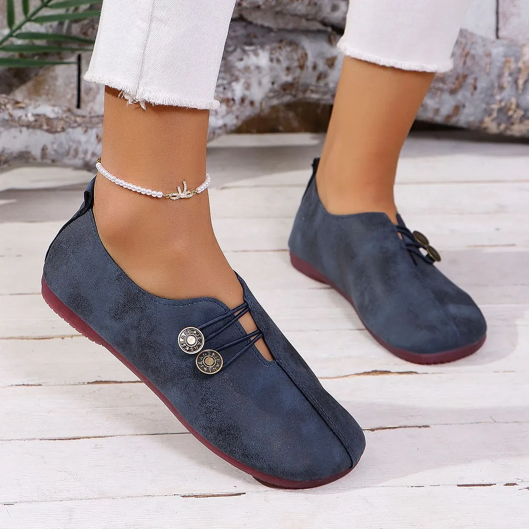 Breakj Breakj Summer And Autumn New Soft Leather Flat Soles Women's Round Head Shallow One-Foot Pedal Large Size Women's Shoes