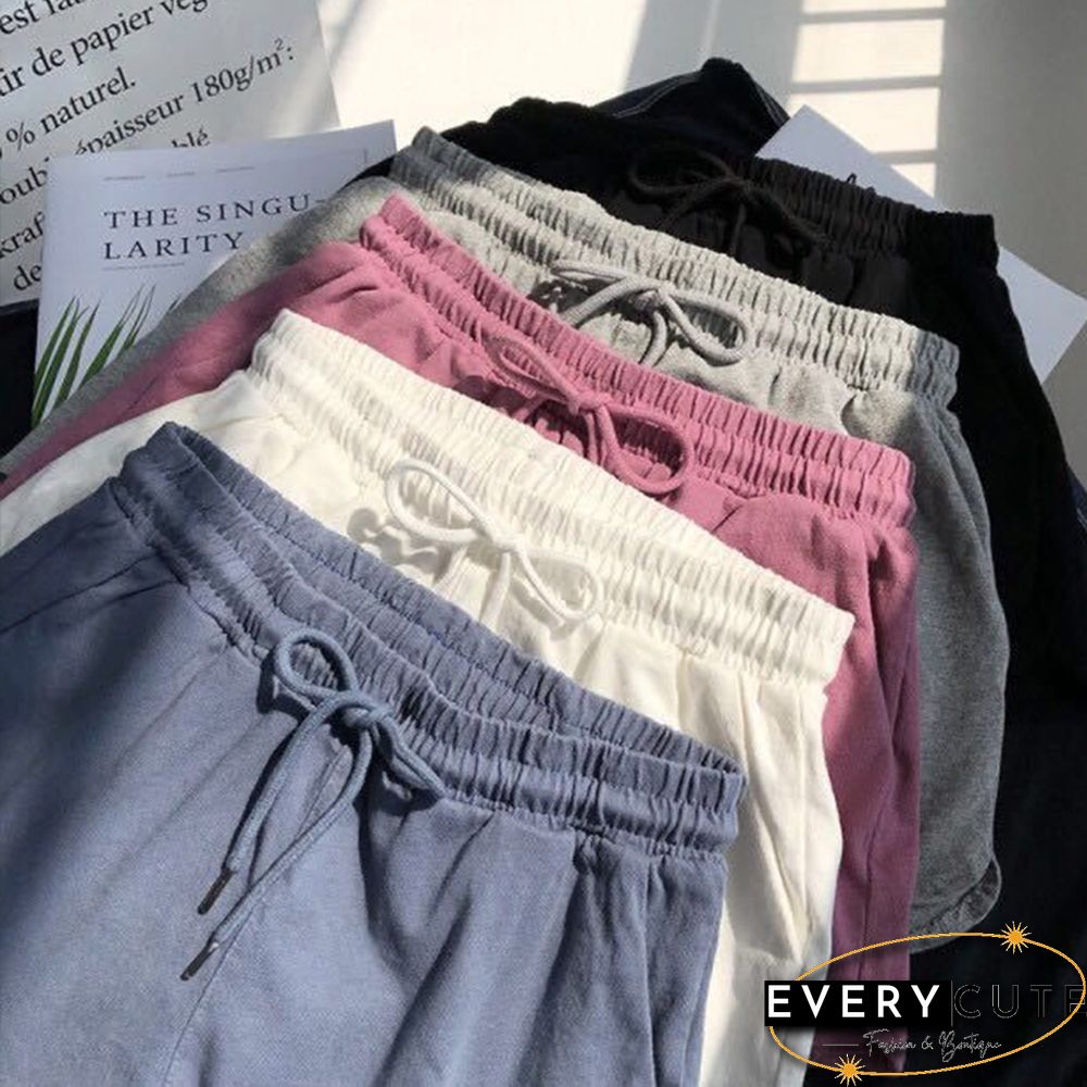 Women Shorts Summer Casual Solid Drawstring Shorts High Waist Loose Shorts For Girls Soft Cool Female Short S-3XL