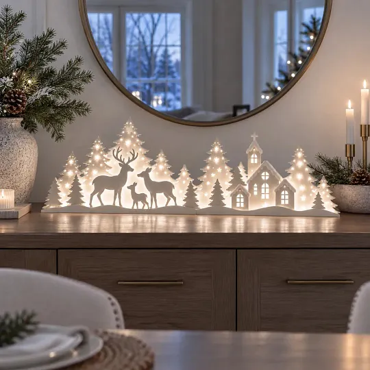 Deer Village LED ablakdekoráció karácsonyra