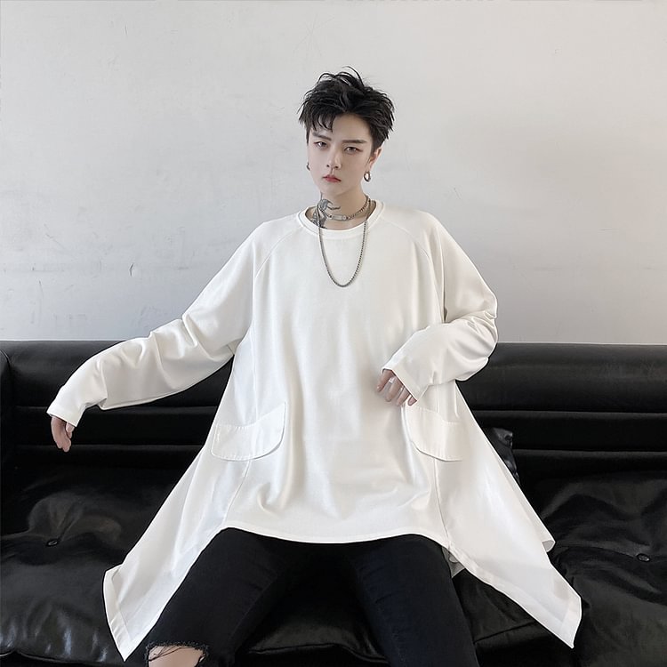 -CT102-P75 Korean Style Loose Blouse Asymmetrical Casual T-shirt-Usyaboys-Mne and Women's Street Fashion Shop-Christmas