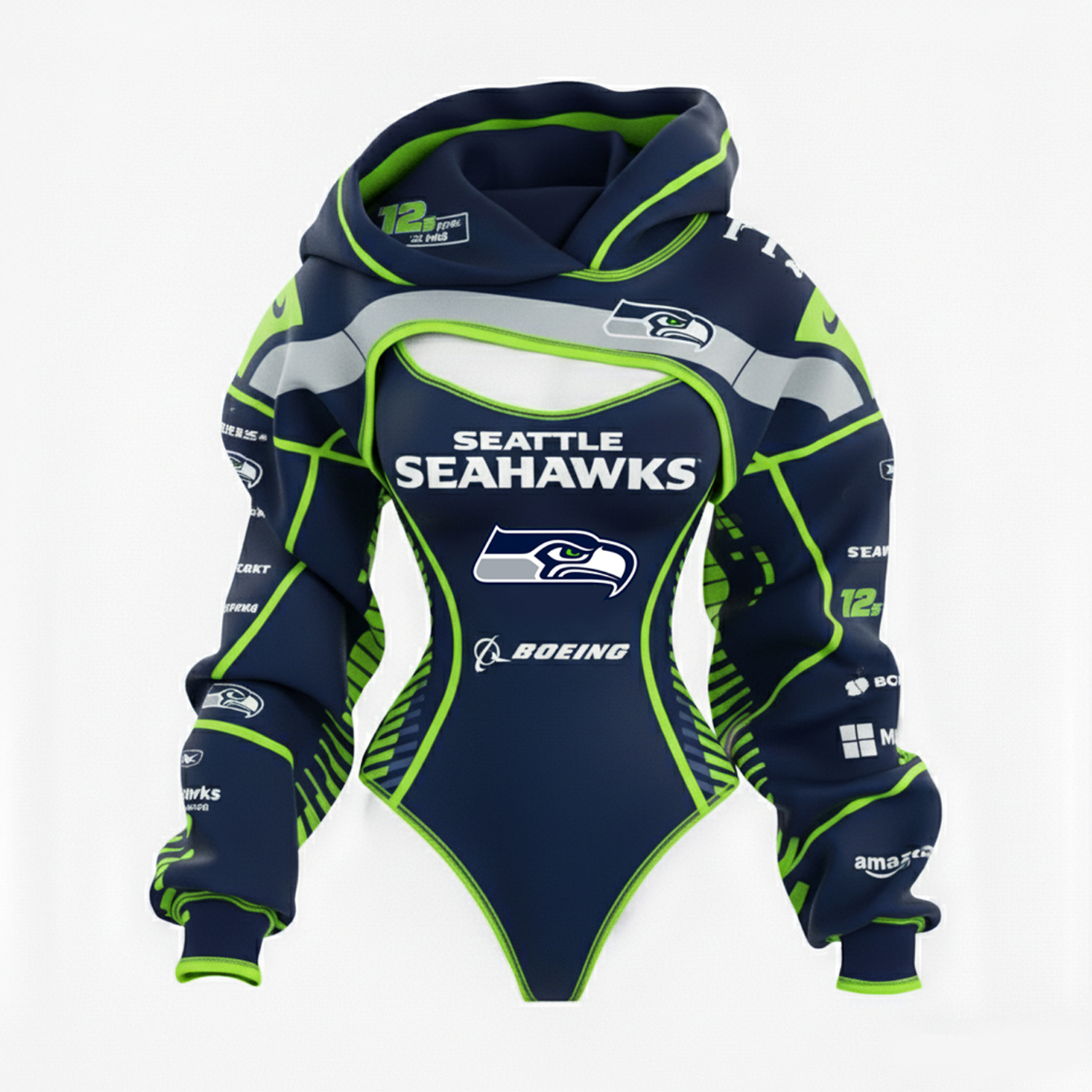 2026 New Women's Rugby Team Logo Digital Print Irregular Cut Suit