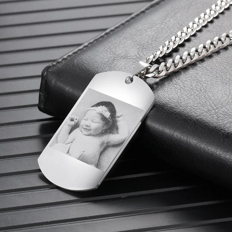 Custom Photo Tag Necklace Pendant Personalized with Engraving