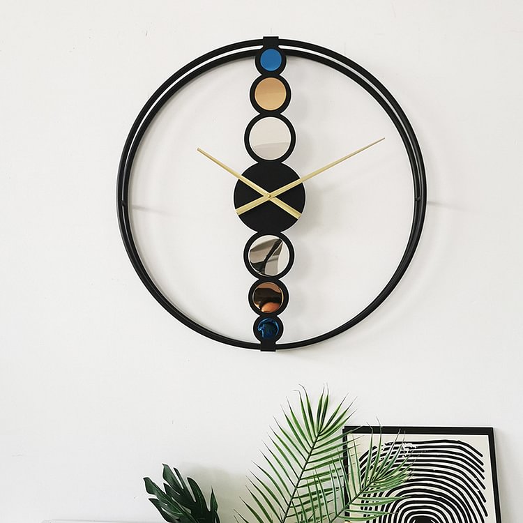 Black Iron Decorative Circular  Modern Wall Clock