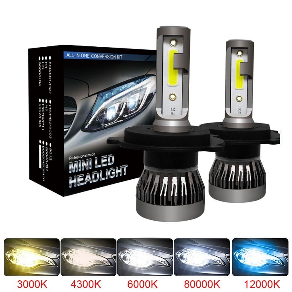 LED 12000LM/2 PCS Mini Car Headlight Bulbs H1 H7 H8 H9 H11 HB3 HB4
