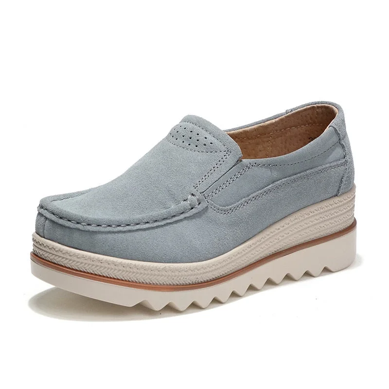 Women's Shoes 2021 Spring Autumn Genuine Leather platform sneakers slip on casual shoes female wedge sneakers for women