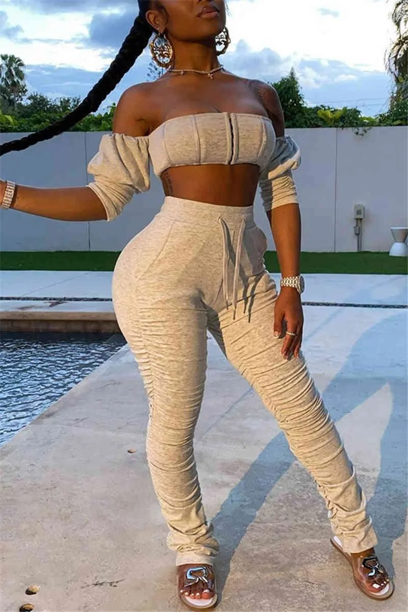 Sexy Strapless Tops Trousers Set