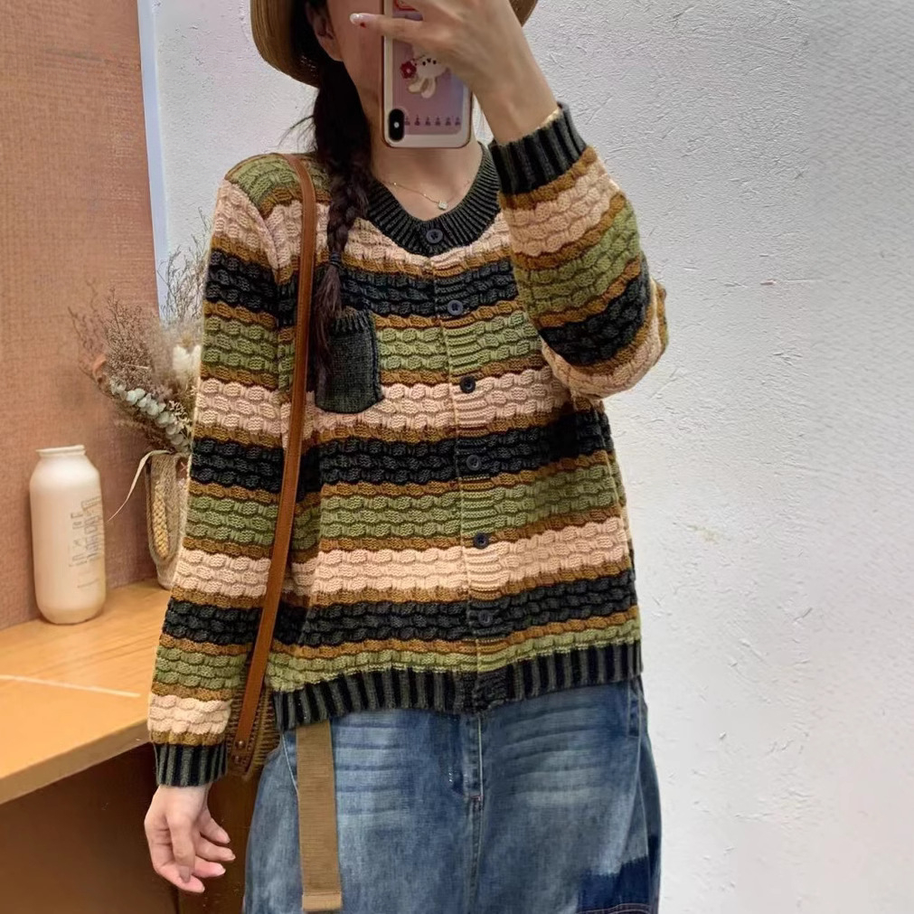 Chicfifth Sweater Women Winter Long Sleeve High Quality Autumn Vintage Top Knitted Cardigan