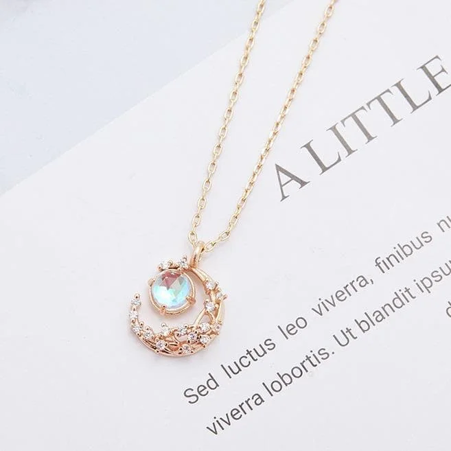 Romantic Moon And Sun Pendant Clavicle Necklace SP15927