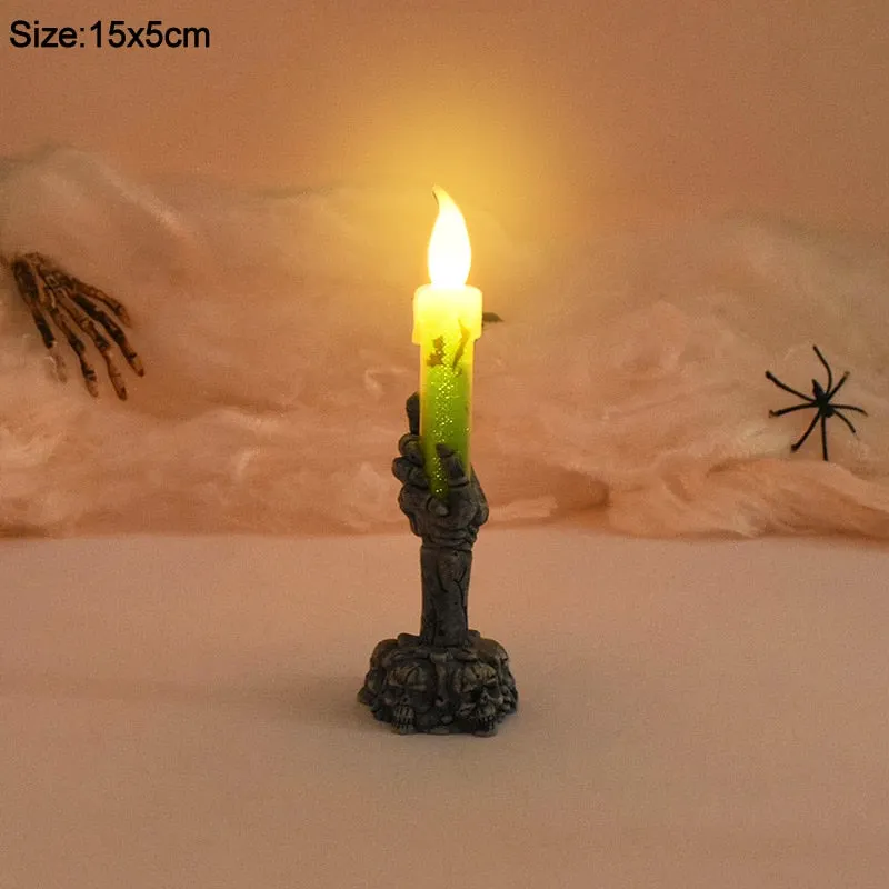 Halloween Led Candle Light Skeleton Ghost Hand Smoke-free Light Horror Props Halloween Party Decoration Supplies Kids Toy Gift