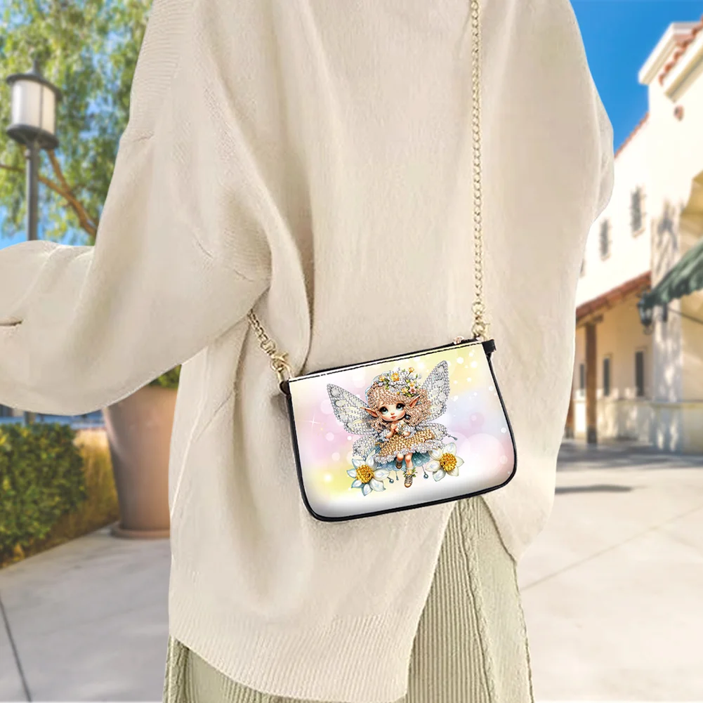 Butterfly Fairy Diamond Painting Coin Chain Purse 5D Diamond Handmade Chain Bag