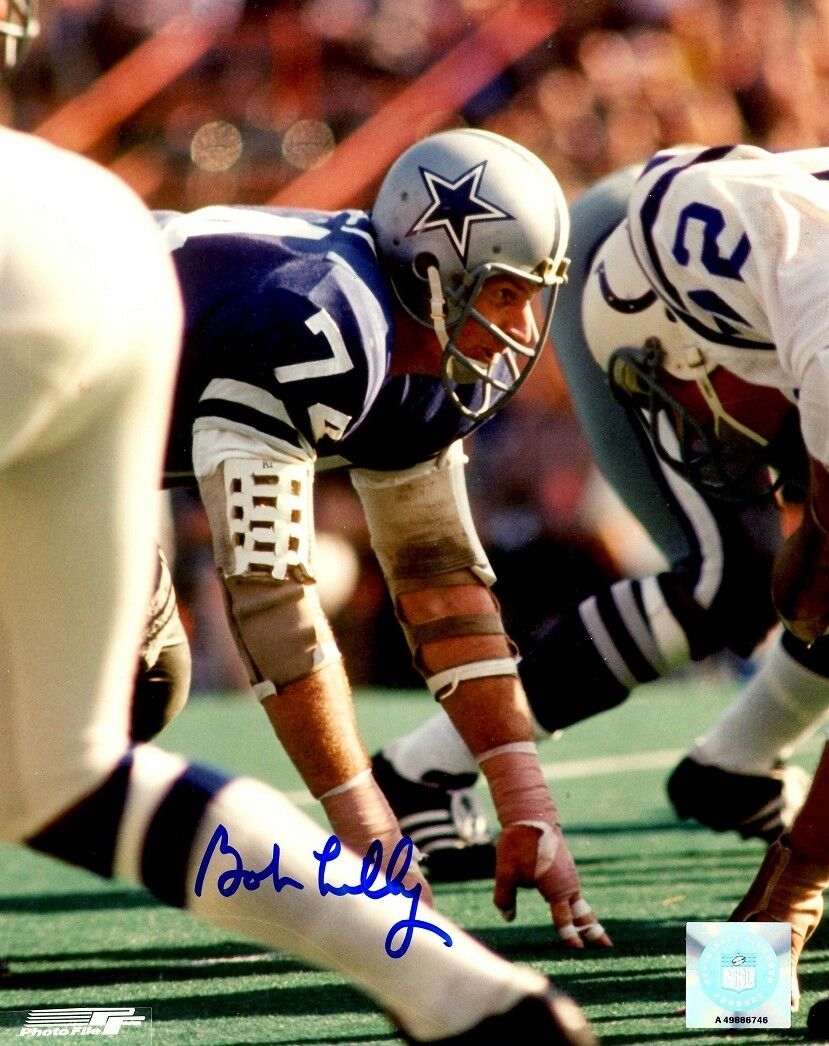 Autographed BOB LILLY Dallas Cowboys 8x10 Photo Poster painting w/COA