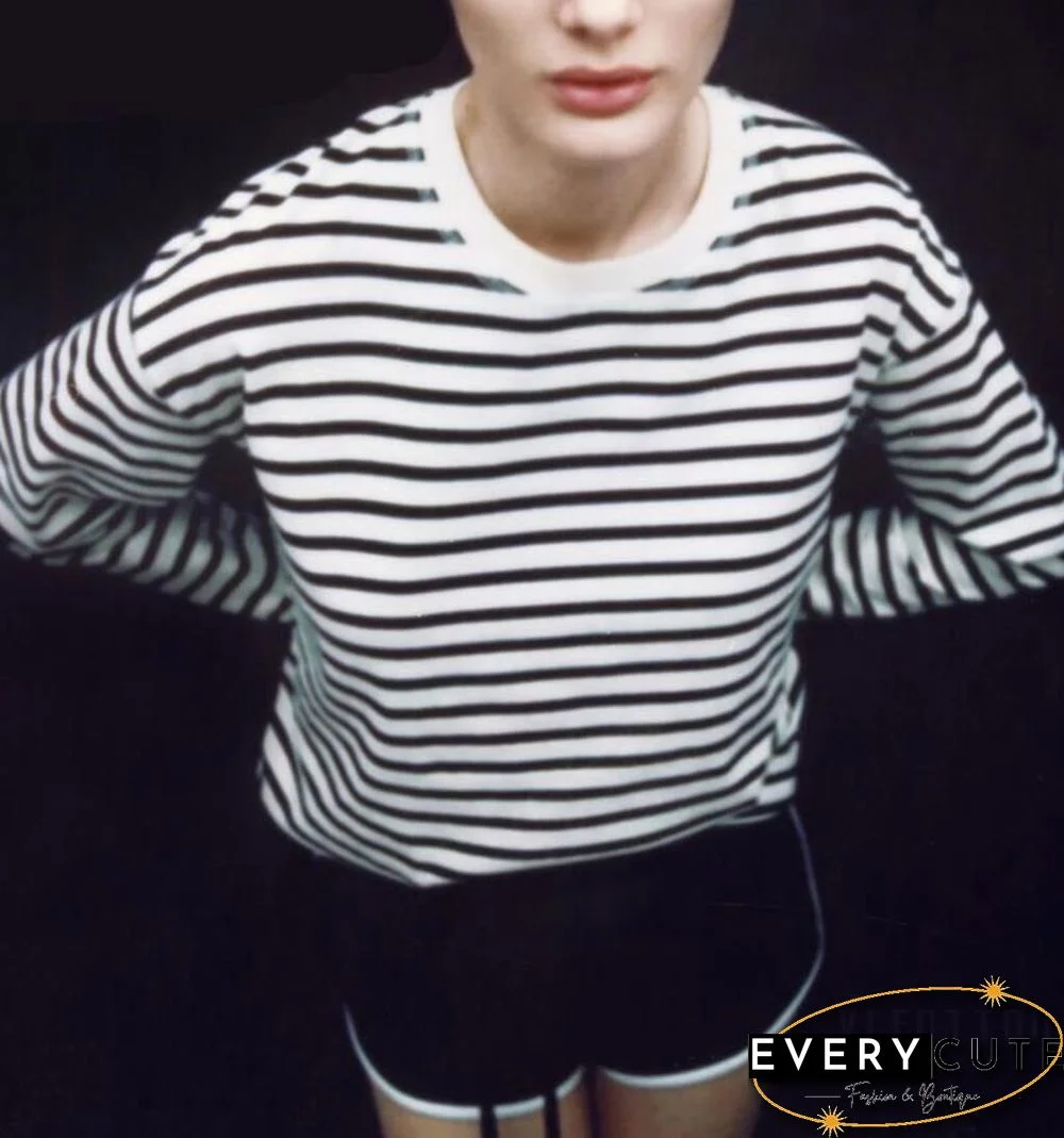 New Women Classic Striped Tees Tops For Spring Autumn Lady Cotton Long Sleeve Causal Loose T-Shirts Female