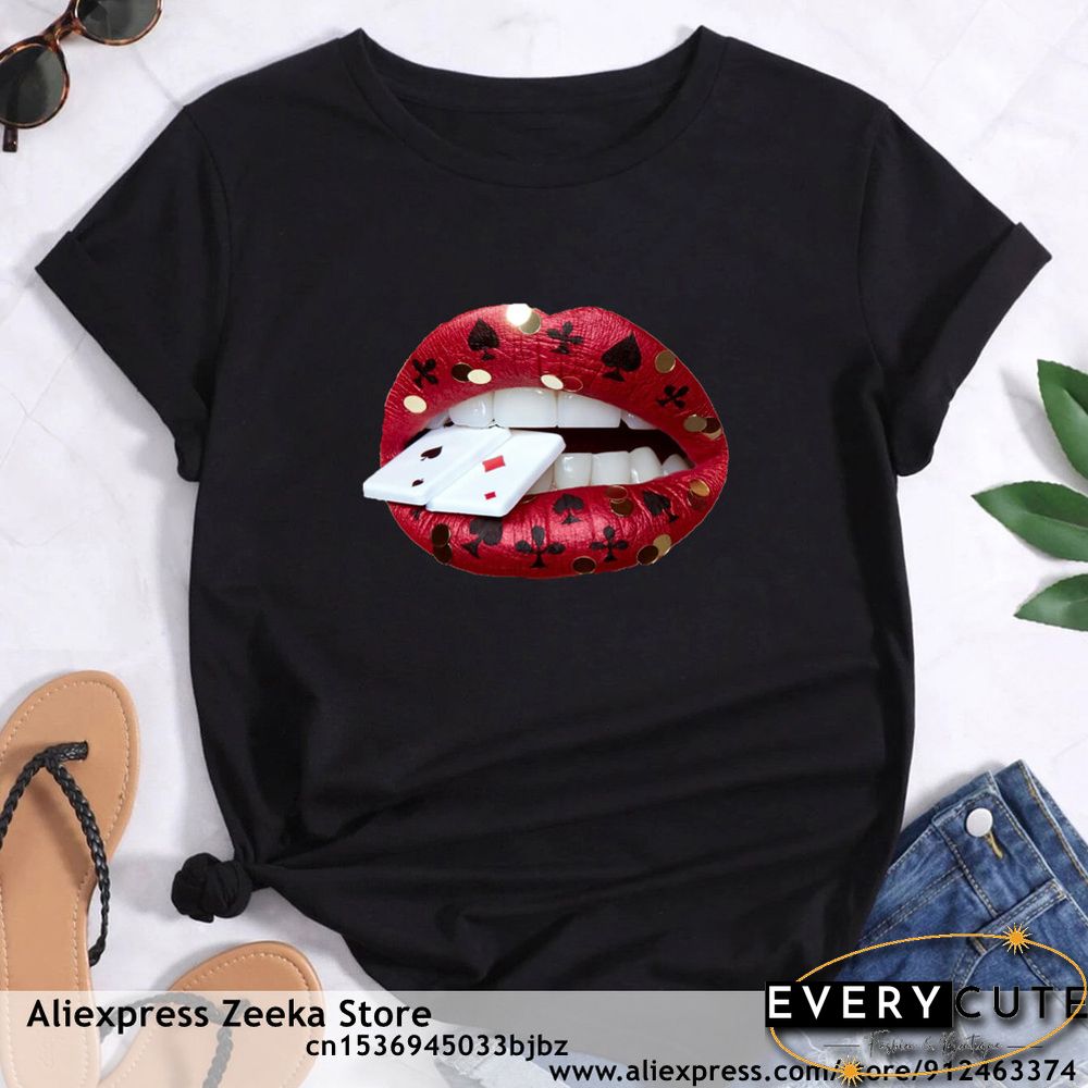 Womens Traveling Fun Print Tee-Shirt for Girls Y2K Harajuku Basics Collar White Shirt