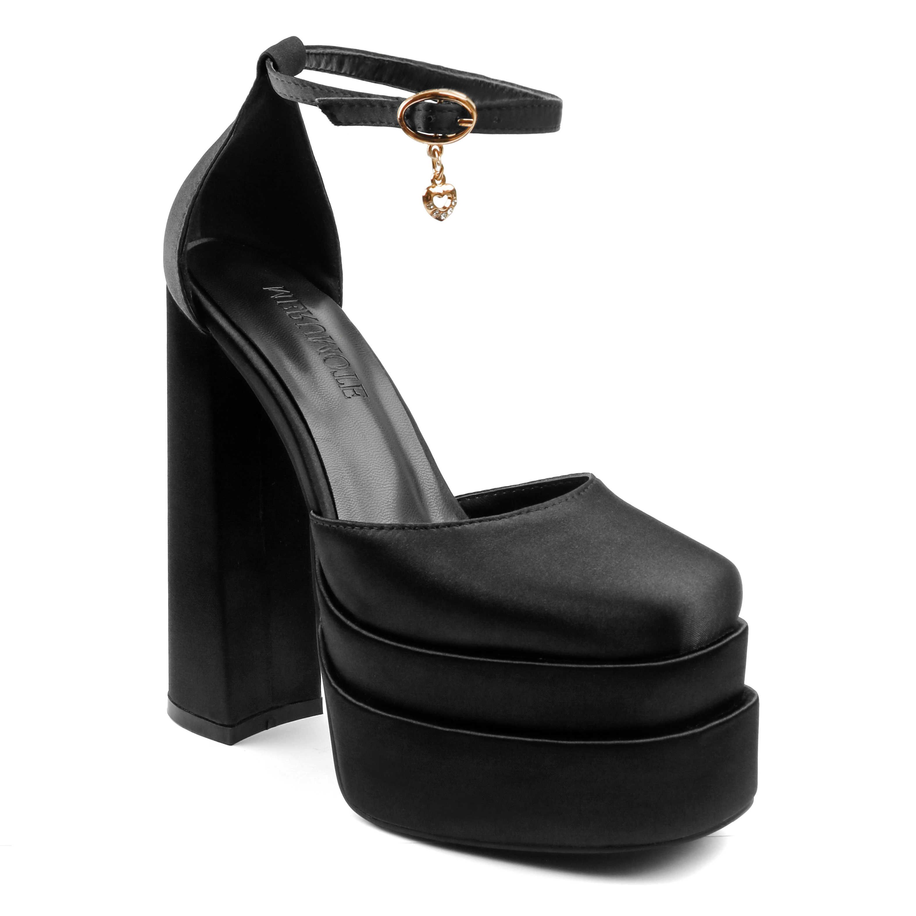 150mm Women's Sexy High Heels Platforms Pumps Square Toe Chunky Block Heels Rhinestone Party Shoes-MERUMOTE