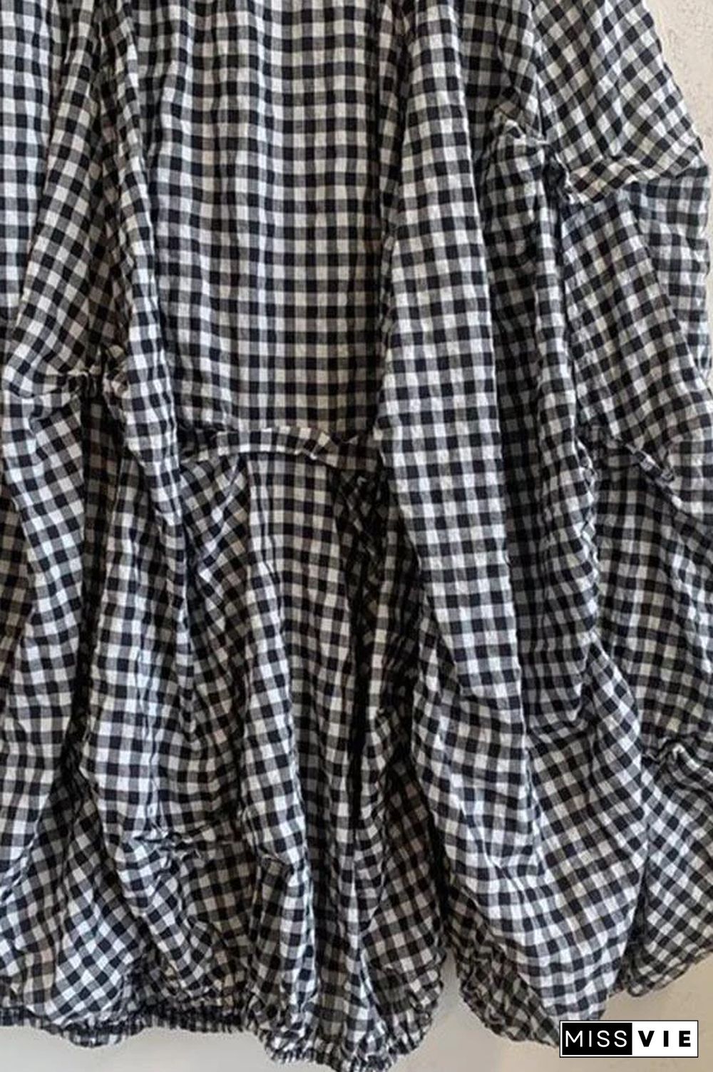 Plaid Print Color-block Paneled Pockets Vintage Midi Dress