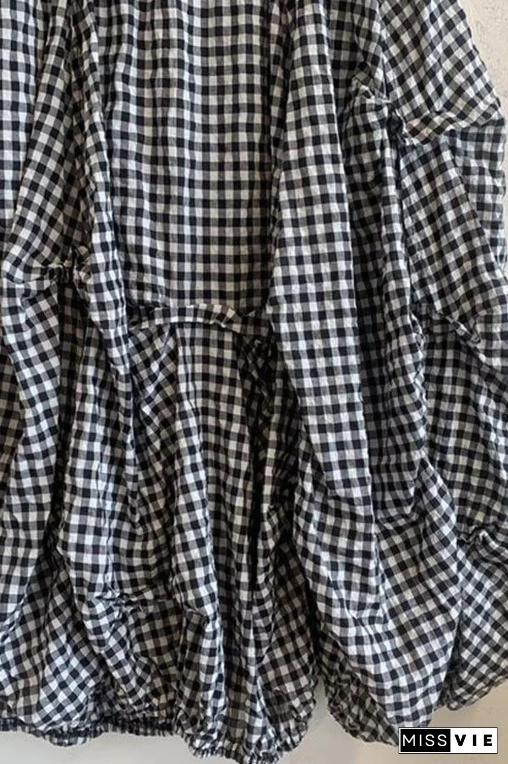 Plaid Print Color-block Paneled Pockets Vintage Midi Dress