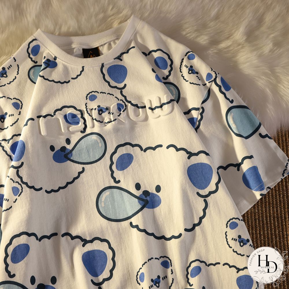 Unisex American Hiphop Bear Short Sleeve T-Shirt