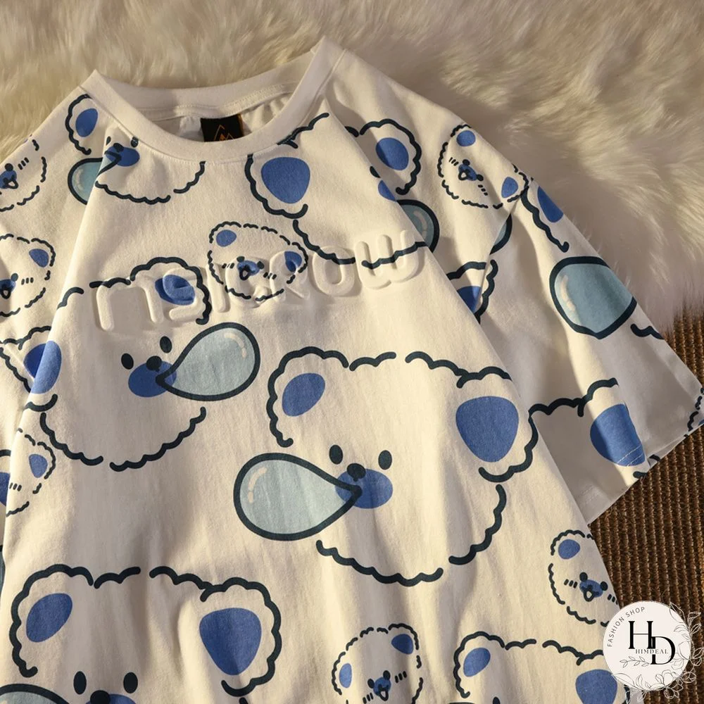 Unisex American Hiphop Bear Short Sleeve T-Shirt