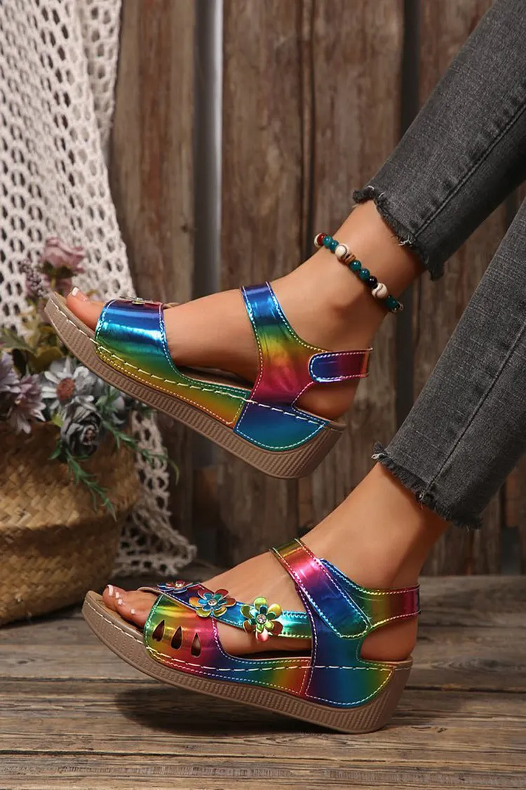 Casual Magic Sticker One-Strap Thick Flat Sandals 2024 - Xpluswear