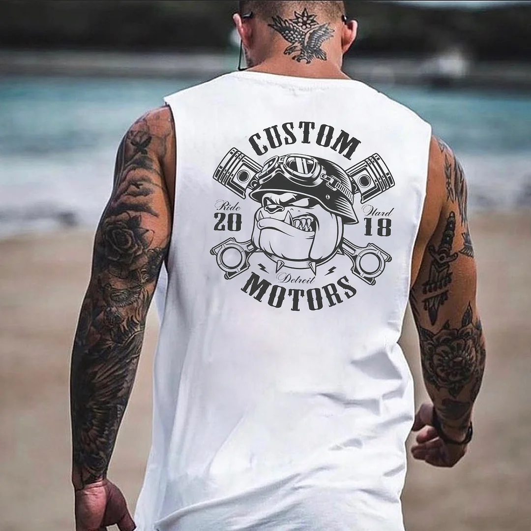 CUSTOM MOTORS Hound Print Men's Vest