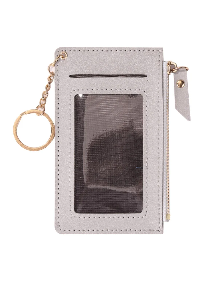 Women Wallet Short PU Coin Purse Fashion Slim Multi-Card Holder (Grey)