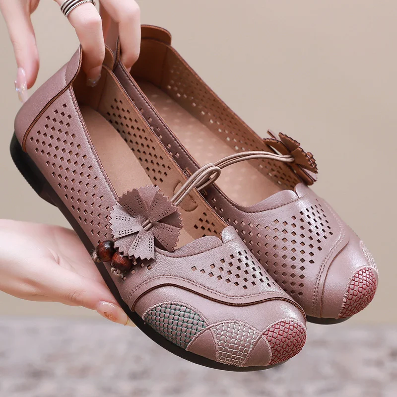 Letclo™ Women's Flat Breathable Leather Shoes letclo Letclo