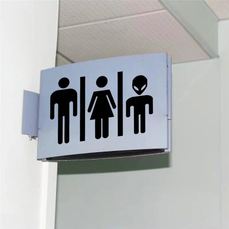 WC Toilet Entrance Sign Door Stickers For Public Place Home Decoration Creative Pattern Wall Decals Diy Funny Vinyl Mural Art