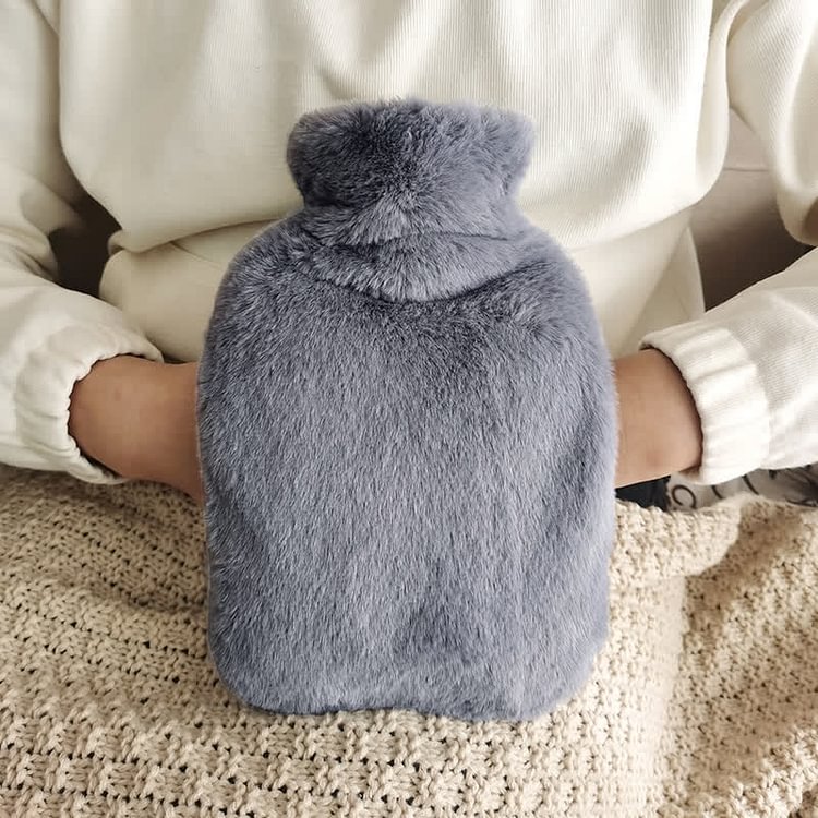 Solid Color Plush Hot Water Bottle with Cover