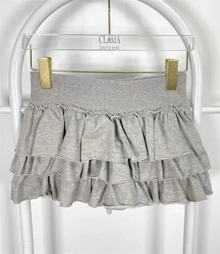 Aiertu Harajuku Y2k Lolita Mini Cake Skirt Soft Girl low Waist Ruffle Fluffy Fairy Skirts Summer Kawaii Cute Elegant Short Skirt Black Aiertu