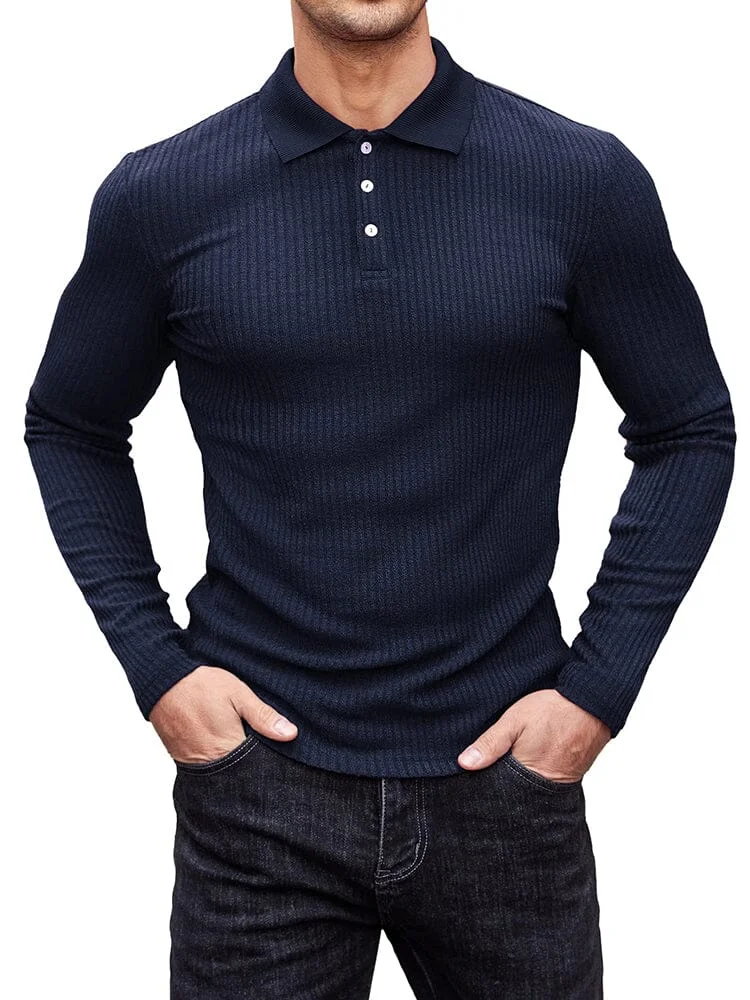 Stretchy Slim Fit Knit Polo Shirt (US Only) QueenFunky