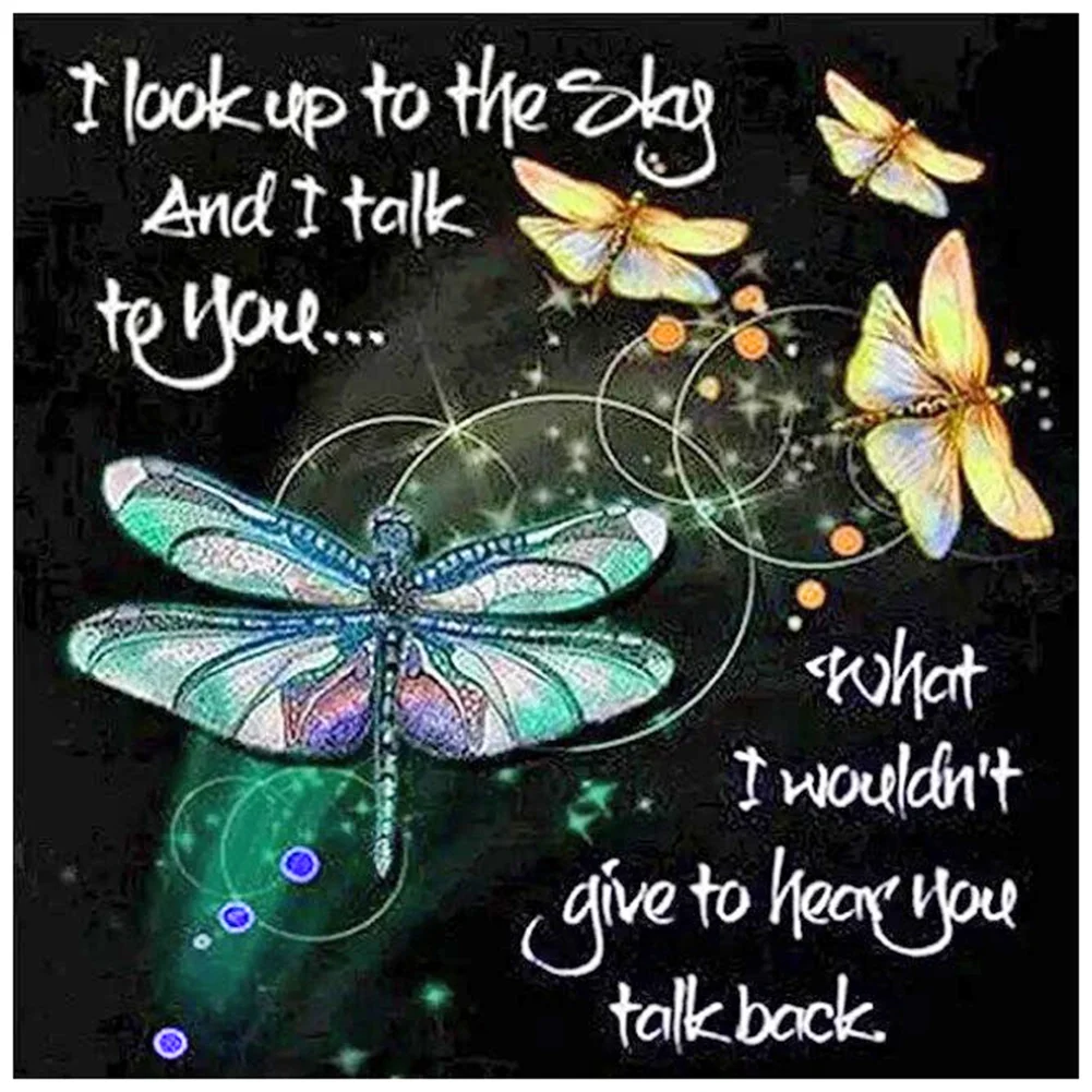 Diamond Painting - Full Round/Square Drill - Dragonfly Saying(30*30 - 50*50cm)