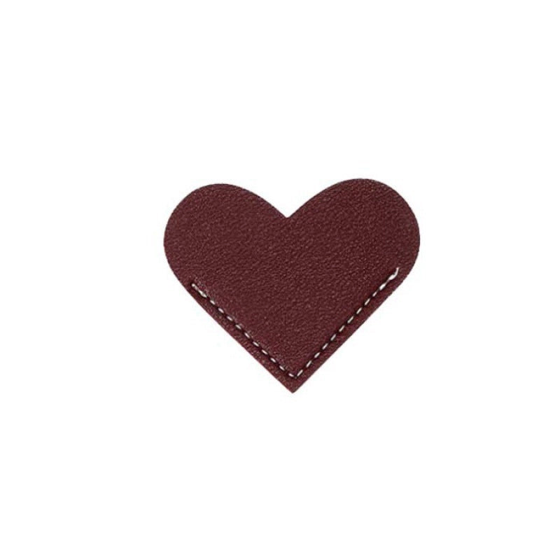 Leather Heart-shaped Bookmark Pu Leather Love Bookmark Book Page Clip Mini Business Portable Small Gift Page Corner Sign