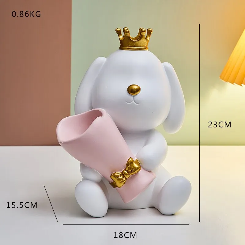 Nordic Decorative Vase Creative Crown Puppy Mini Vase Dried Flowers for Decoration Wedding Centerpiece Home Decor Modern Gift