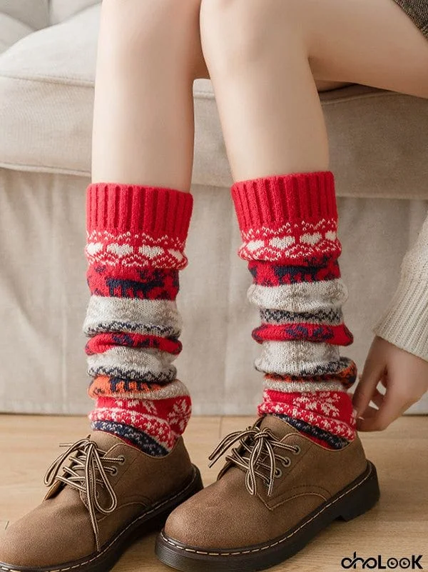 Knitting Keep Warm Printed Leg Warmers Accessories