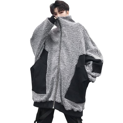 -Dark Double-faced Fleece Bat Sleeve Jacket Padded Jacket-Usyaboys-Mne and Women's Street Fashion Shop-Christmas