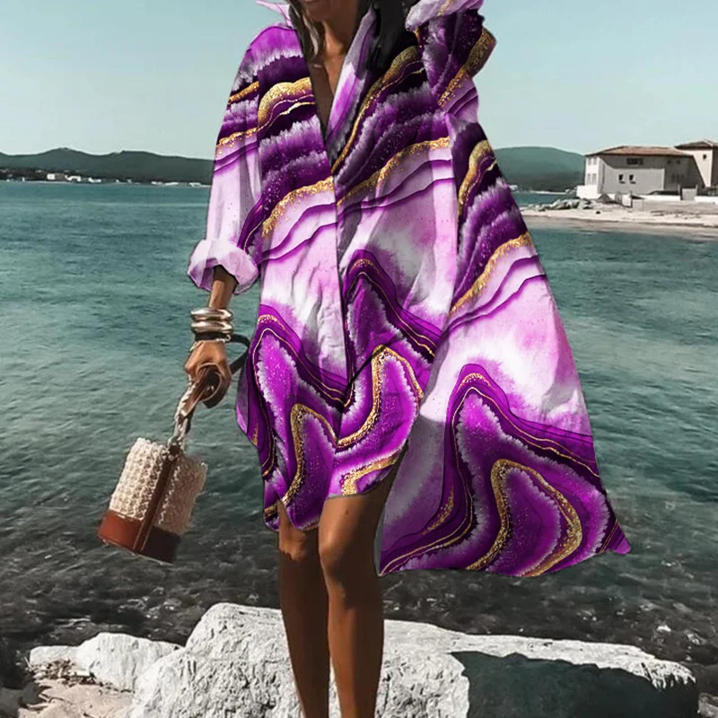 Printed Loose Resort Midi Dress