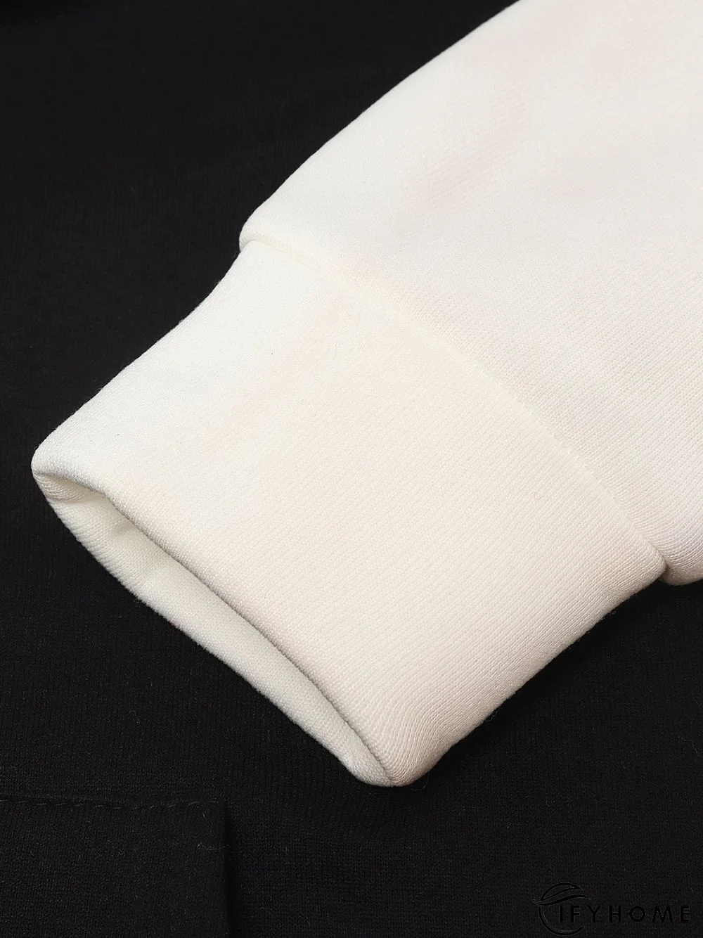 Black Hoodie Cotton-Blend Casual Color-Block Outerwear | IFYHOME