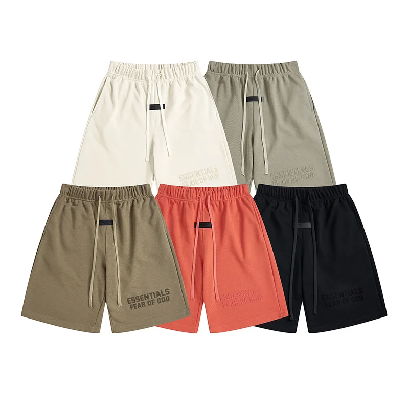 FEAR OF GOD Double Line ESSENTIALS Double Row Flocking FOG Shorts High Street Loose Trousers Trendy