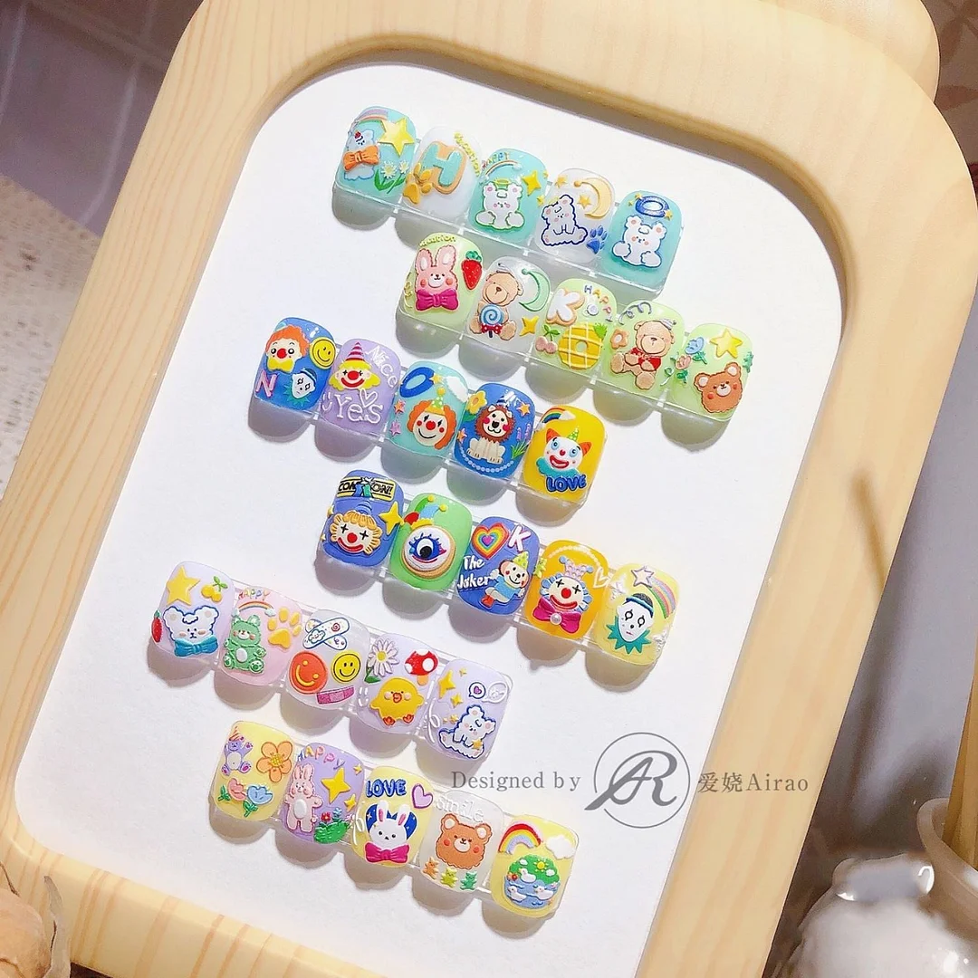 Cute Animals Rabbit Puppy High Quality 5D Engraved Nail Stickers Nail Art Decorations Nail Decals Design