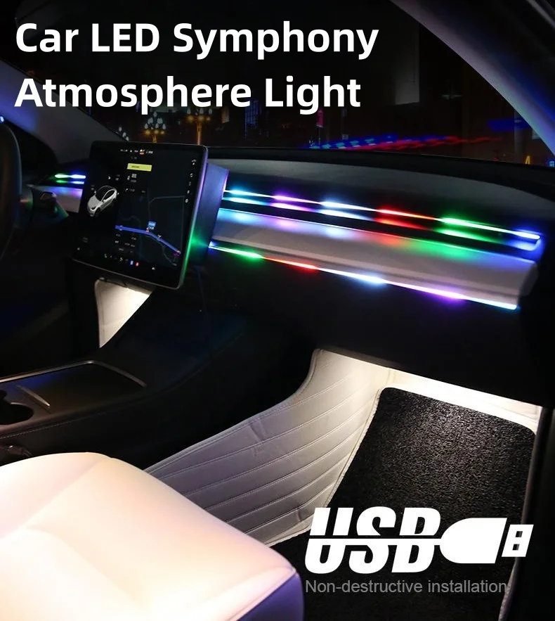 Car interior LED atmosphere lights streamer magic atmosphere lights