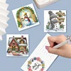 (US Local)12Pcs Christmas Snowman DIY Diamond Painting Card for Friends Family Gift