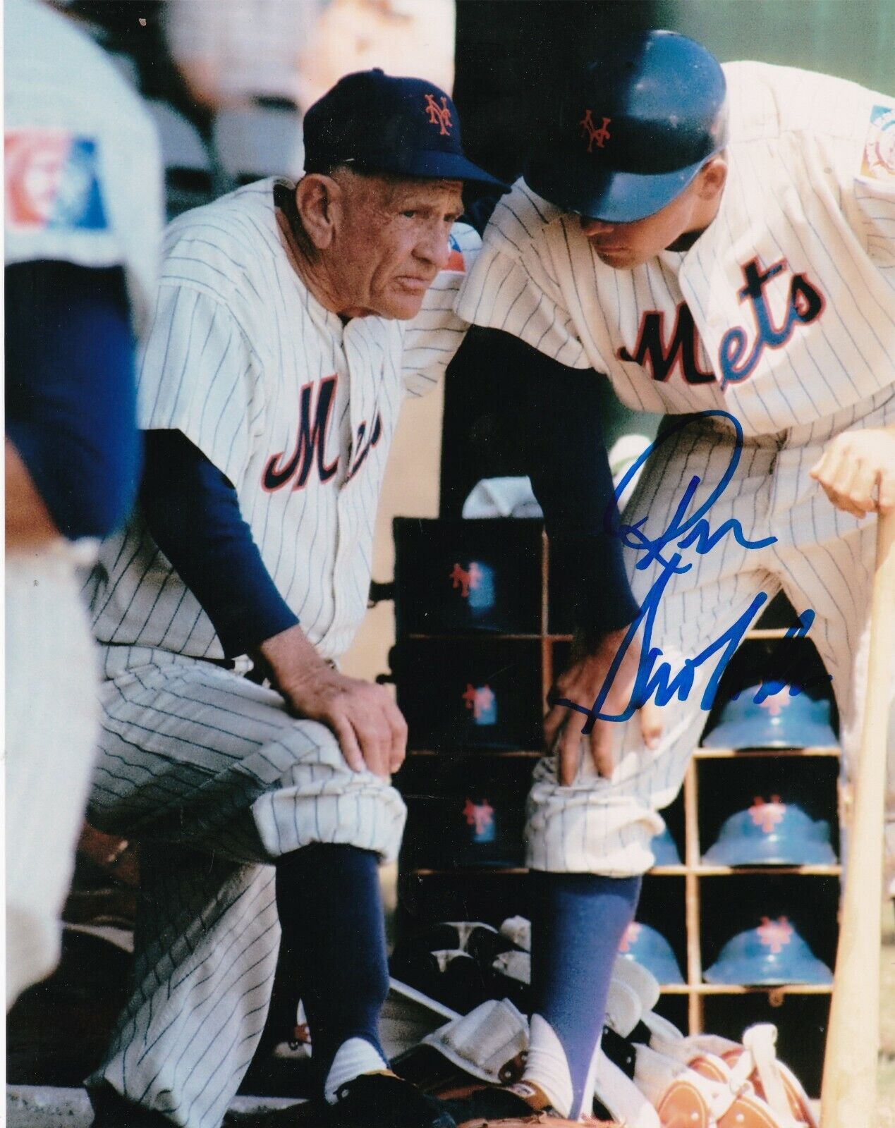 RON SWOBODA NEW YORK METS W/ CASEY STENGEL ACTION SIGNED 8x10