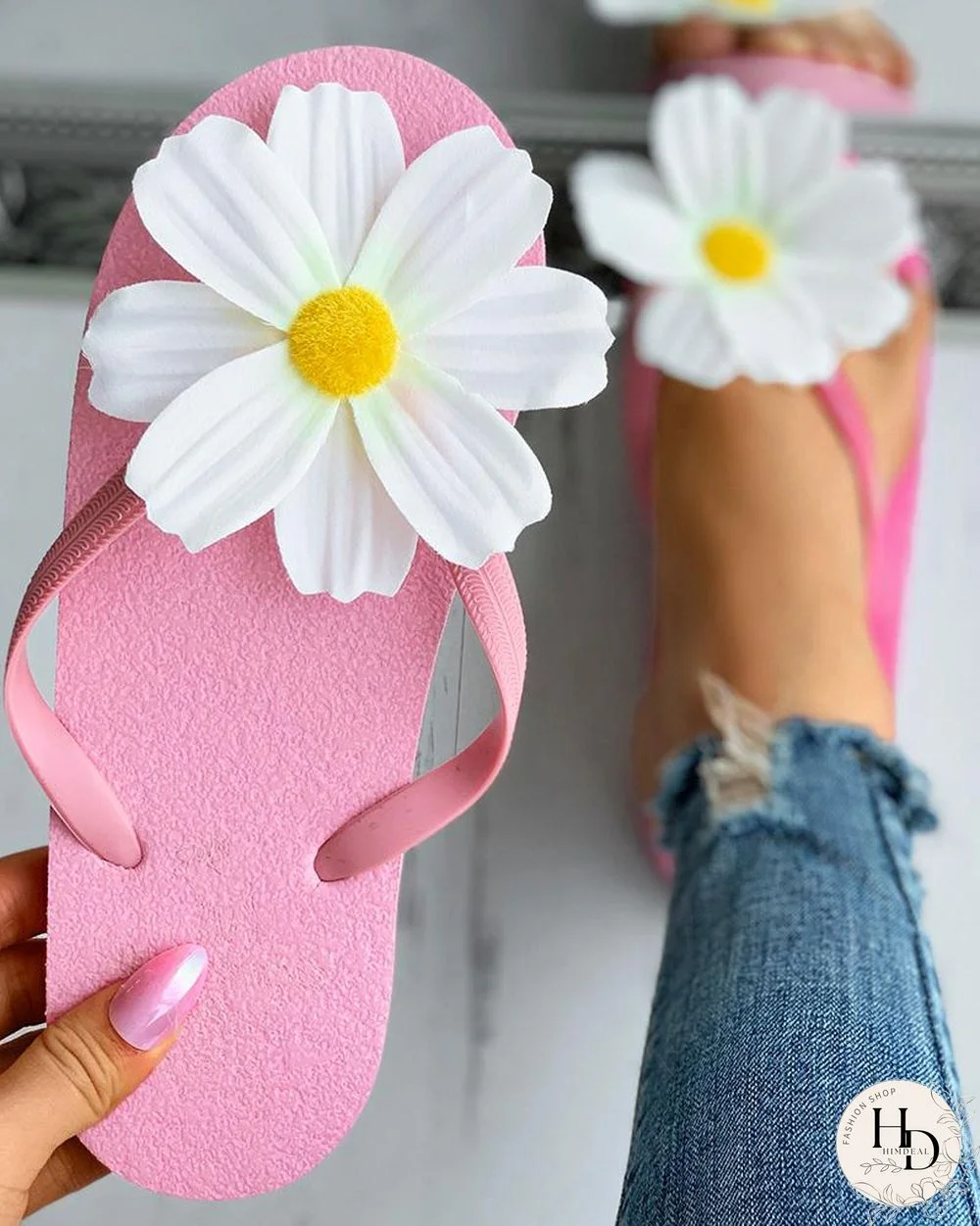 Daisy Pattern Thong Sandals Flip Flops