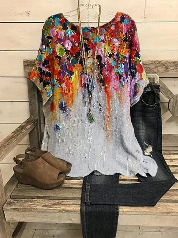 Oil Painting Printed Women's Top